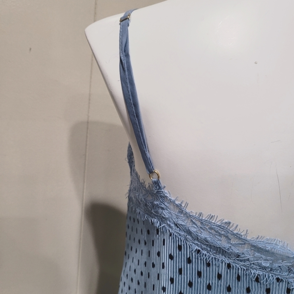 Free People Polka Dot Lace Trim Plissé Slip Dress - Picture 3 of 11